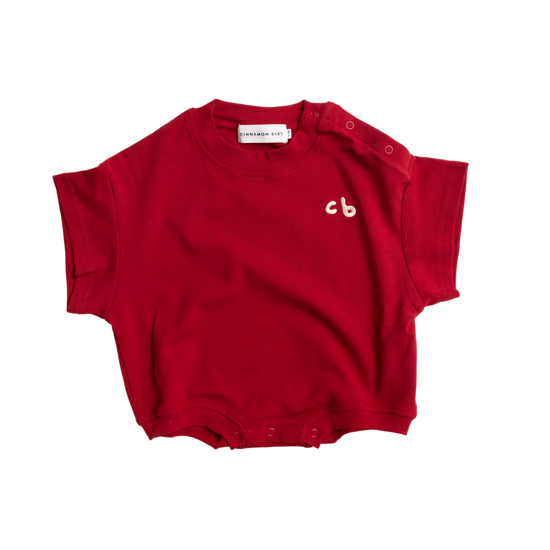 CINNAMON BABY T-SHIRT ROMPER RED – Active Baby co