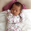 SNUGGLE HUNNY CHERRY BLOSSOM SLEEPSUIT ZIP FOOTIE WITH FRILL