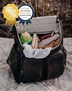 OIOI SIGNATURE NAPPY BACKPACK - BLACK DIMPLE VEGAN LEATHER