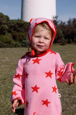 SUNDAY SIBLINGS LUCKY STARS DRESS - PINK / RED
