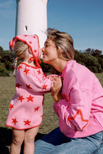 SUNDAY SIBLINGS LUCKY STARS DRESS - PINK / RED
