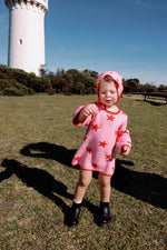 SUNDAY SIBLINGS LUCKY STARS DRESS - PINK / RED