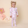 SNUGGLE HUNNY CHERRY BLOSSOM SLEEPSUIT ZIP FOOTIE WITH FRILL