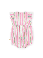 GOLDIE + ACE ANTIQUE STRIPE STRAWBERRY LANI ROMPER