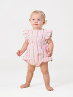 GOLDIE + ACE ANTIQUE STRIPE STRAWBERRY LANI ROMPER