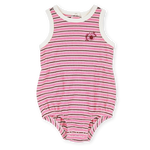 GOLDIE + ACE WAFFLE BUBBLE ROMPER - PINK STRIPE