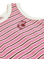 GOLDIE + ACE WAFFLE BUBBLE ROMPER - PINK STRIPE