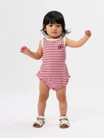 GOLDIE + ACE WAFFLE BUBBLE ROMPER - PINK STRIPE