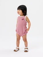 GOLDIE + ACE WAFFLE BUBBLE ROMPER - PINK STRIPE