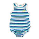 GOLDIE + ACE WAFFLE BUBBLE ROMPER - BLUE STRIPE