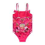 CAMILLA BABIES STRAIGHT NECK ONE PIECE WITH BOWS - FLAMENCO ROSE FLAMROSE