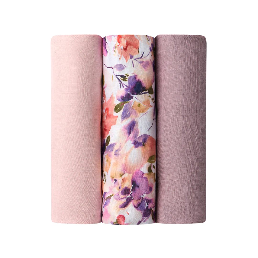 SNUGGLE HUNNY LARGE MUSLIN WRAPS 3 PACK - BLUSHING BEAUTY/DUSK/FAIRYTALE