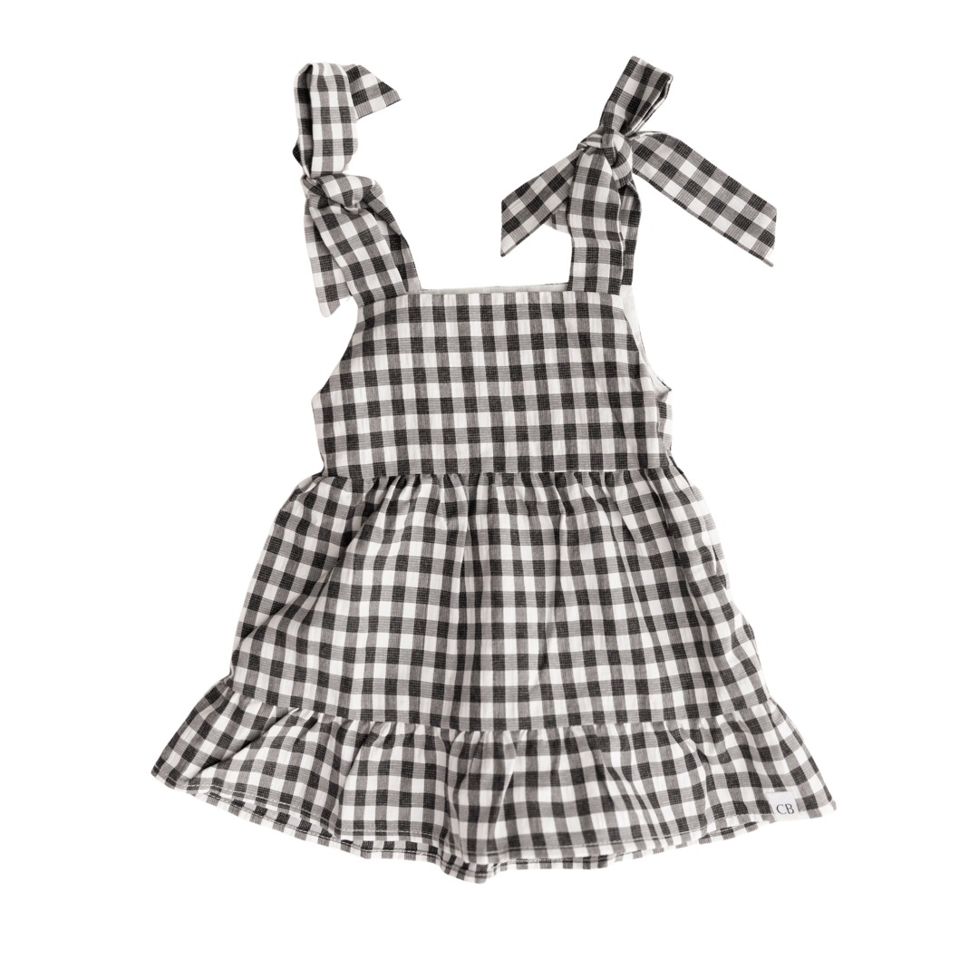 CINNAMON BABY BLACK GINGHAM DRESS