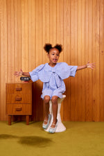CUBBY POPPY DRESS - BLUISH CHECK