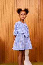 CUBBY POPPY DRESS - BLUISH CHECK