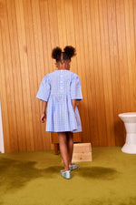CUBBY POPPY DRESS - BLUISH CHECK