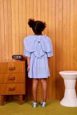 CUBBY POPPY DRESS - BLUISH CHECK