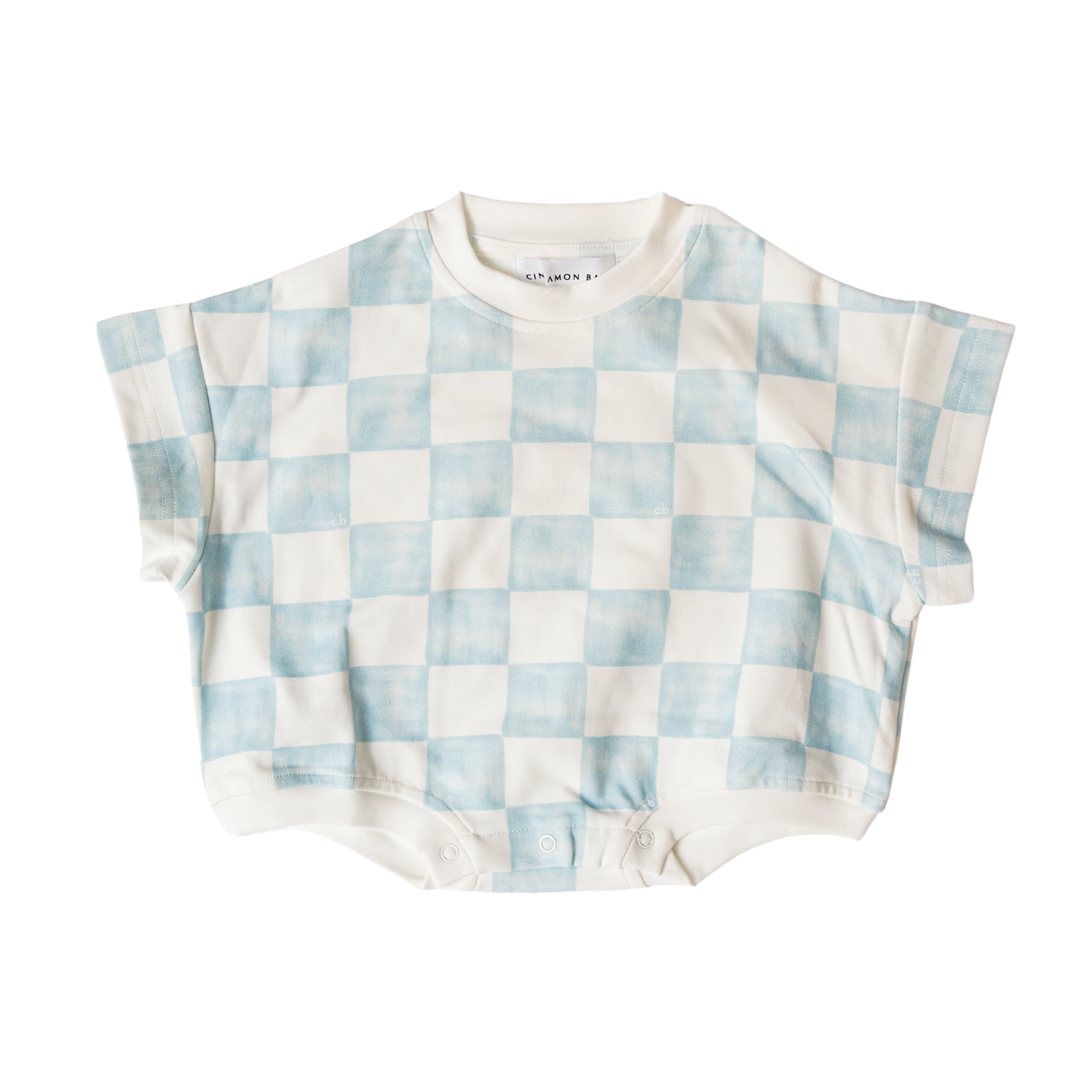 CINNAMON BABY GARDEN CHECK T-SHIRT ROMPER
