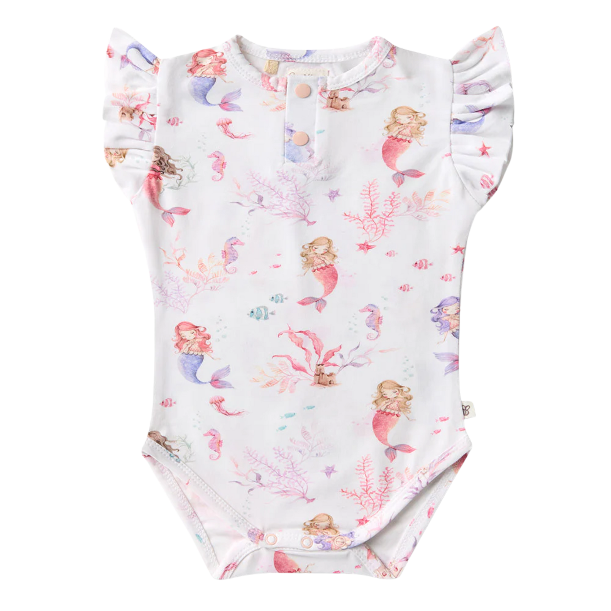 SNUGGLE HUNNY MERMAID SHORT SLEEVE BODYSUIT WITH FRILL