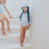 CRYWOLF LONG SLEEVE SWIMSUIT SKY BLUE STRIPE