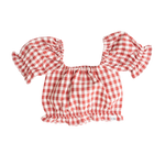 CINNAMON BABY CRIMSON GINGHAM FRILL TOP