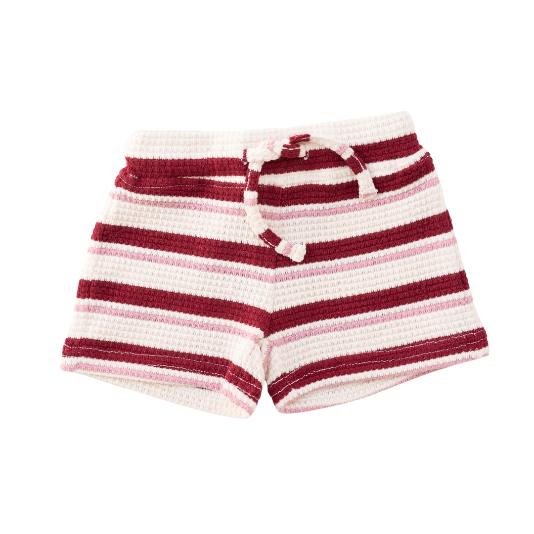 CINNAMON BABY POMEGRANATE STRIPE KNITTED SHORTS
