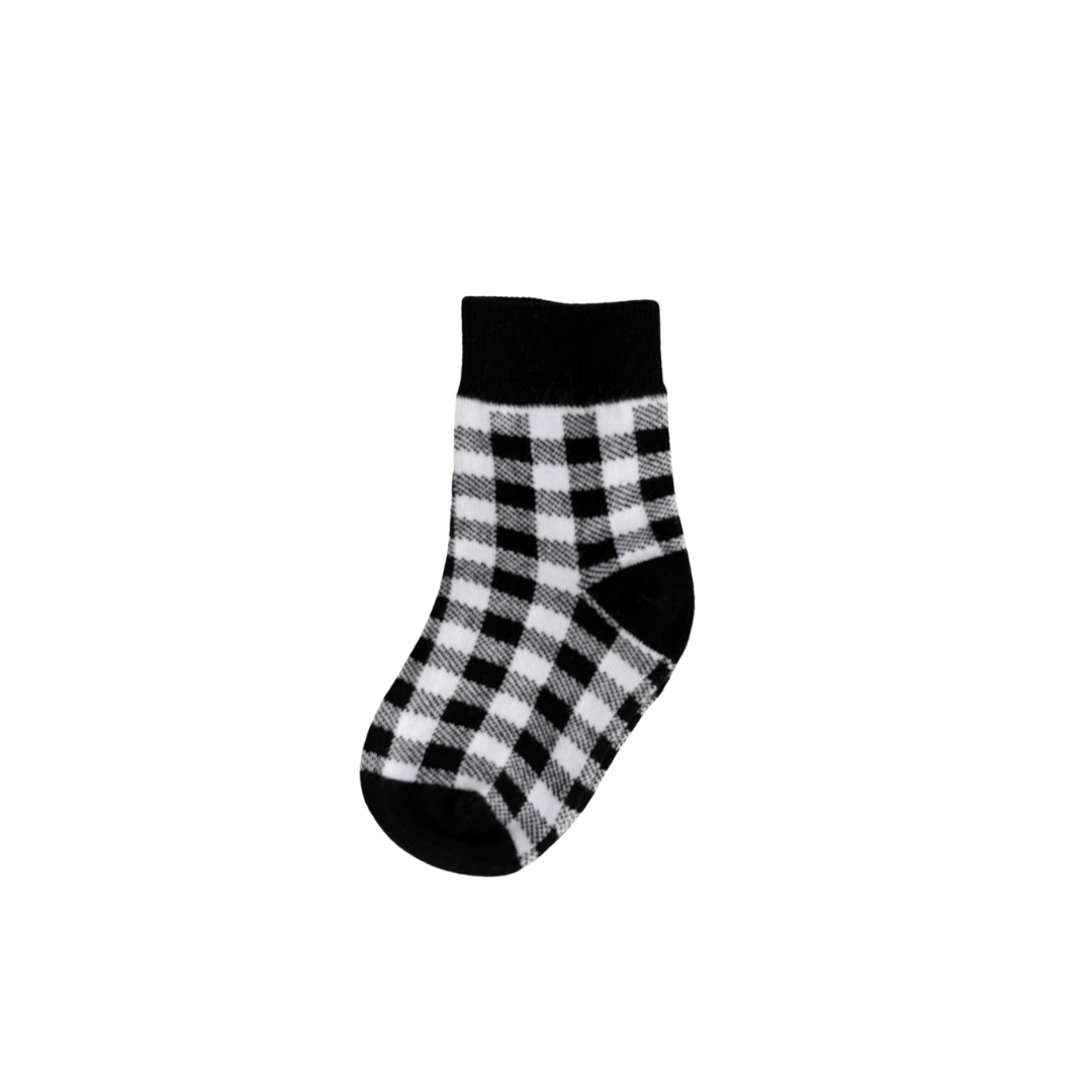 CINNAMON BABY BLACK GINGHAM SOCKS