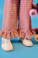 DEAR DARCY GINGHAM PANTS - PINK & BROWN