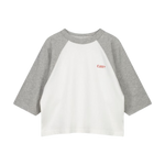 CUBBY ARCHIE RAGLAN SLEEVE TEE - GREY MARLE / COCONUT