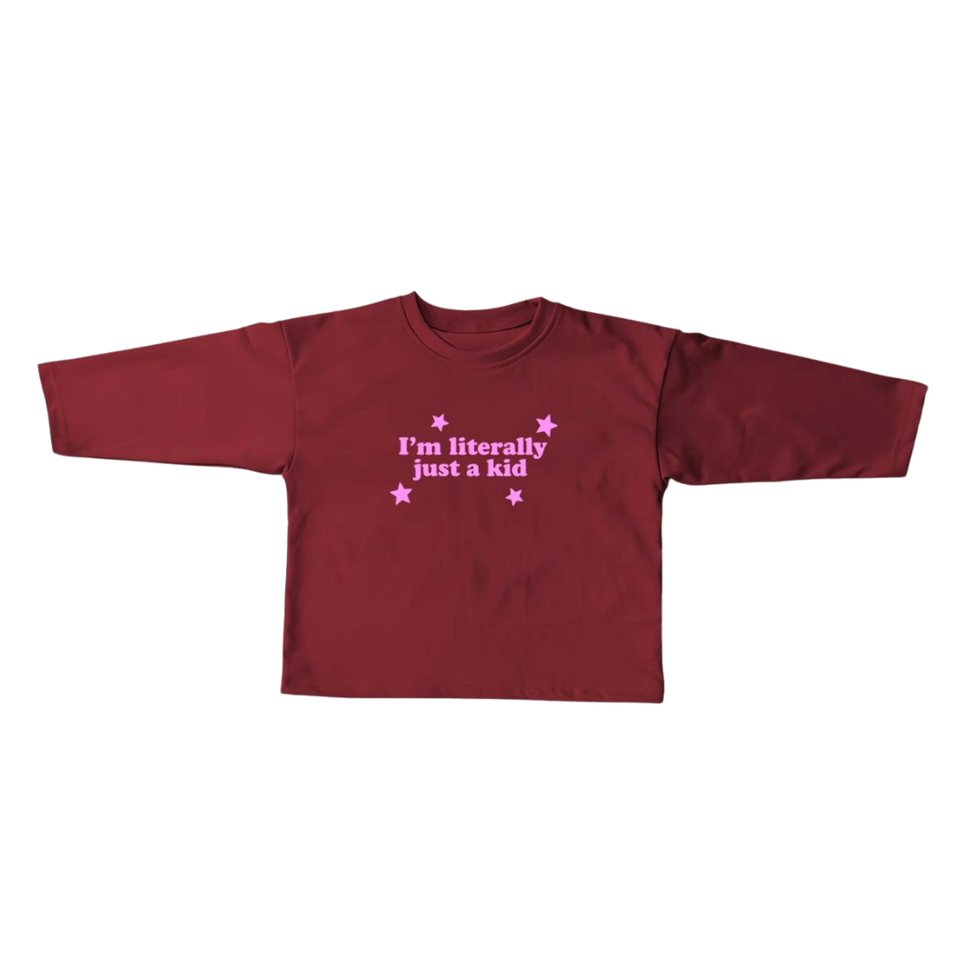 DEAR DARCY I'M LITERALLY JUST A KID LONG SLEEVE - RED