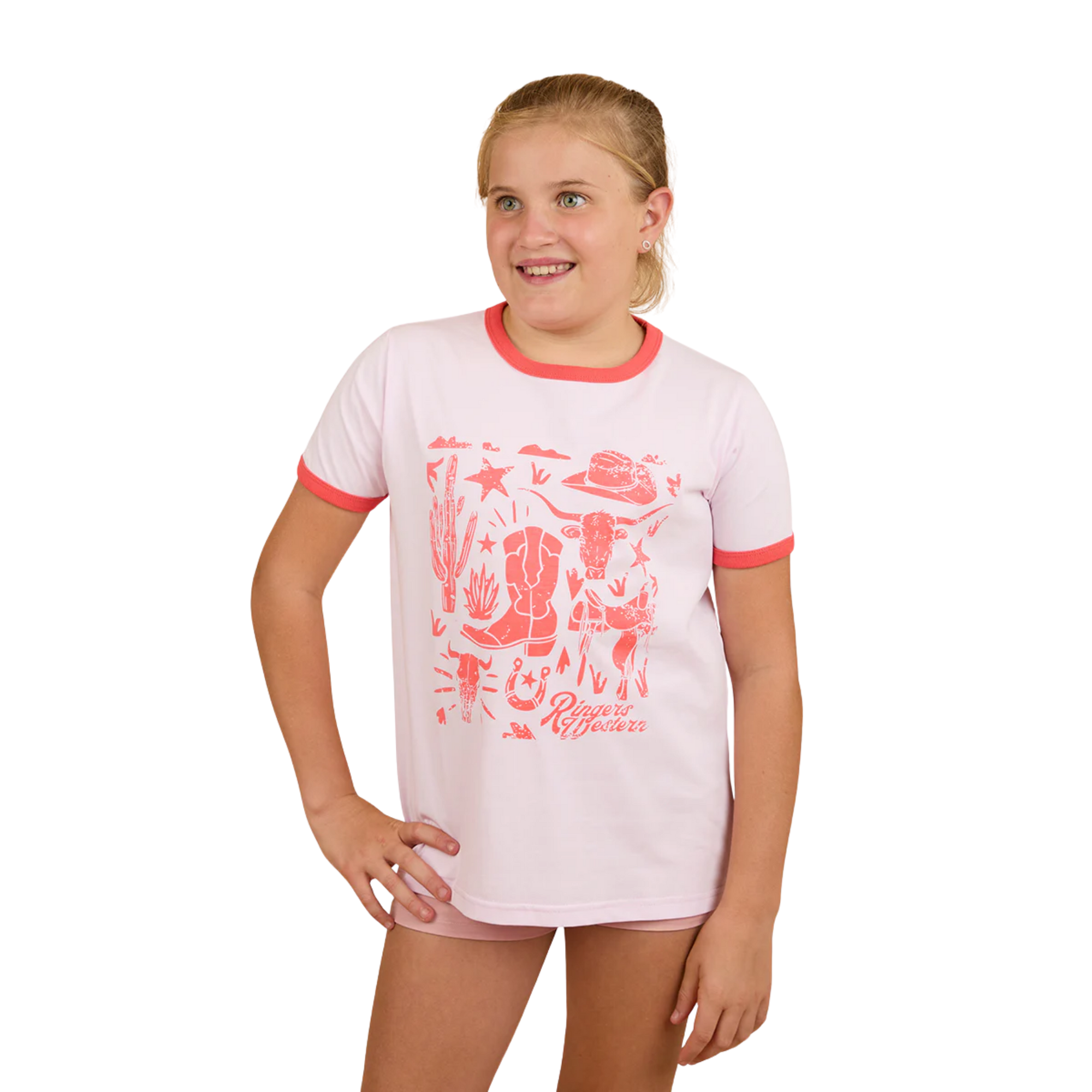 RINGERS BOOT SCOOTIN KIDS RINGER T-SHIRT - BARELY PINK