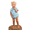 RINGERS WESTERN BABIES  SHORT SLEEVE WORK SHIRT ROMPER - SKY BLUE