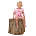 HOWDY COWGIRL BABIES SS ROMPER - BALLET PINK