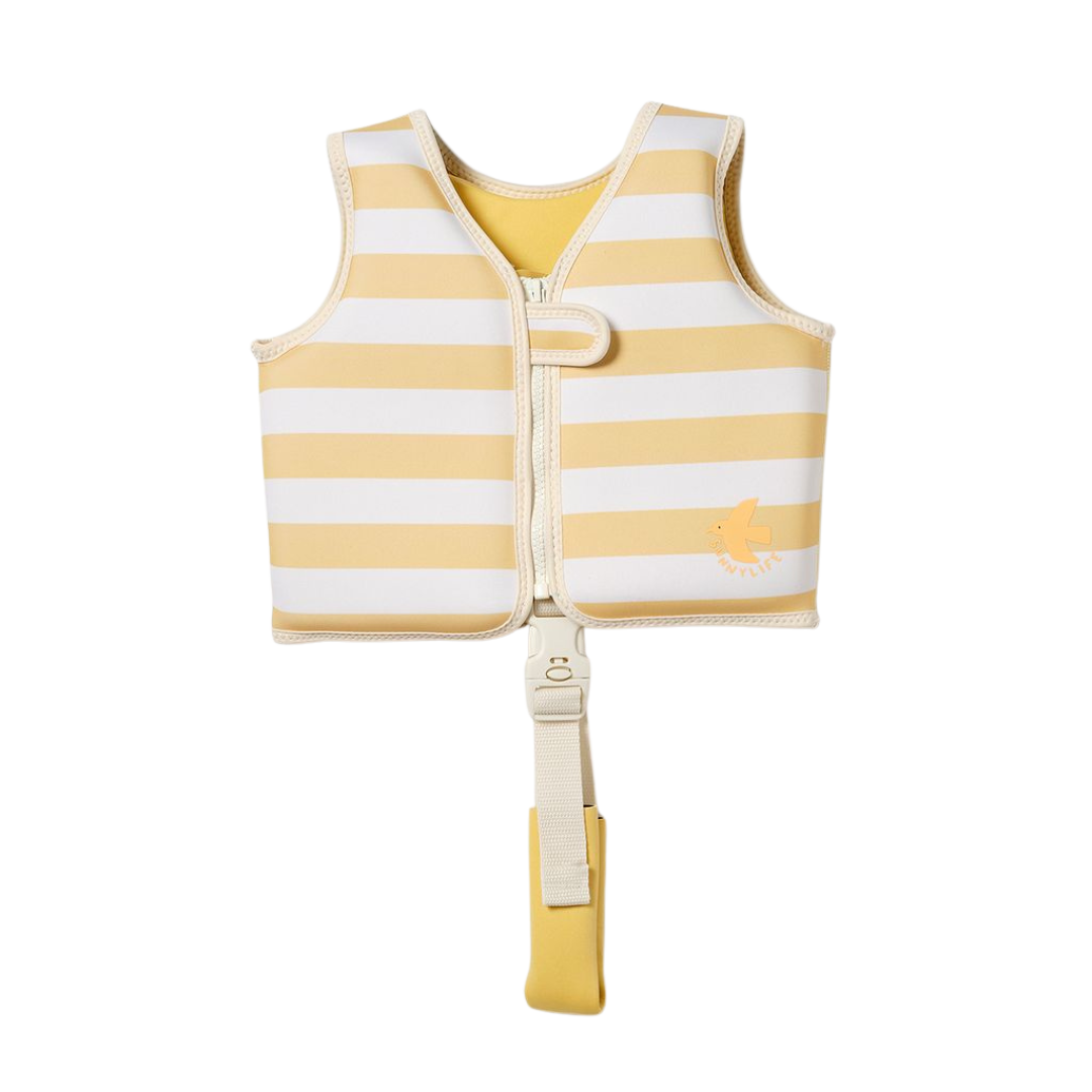 SUNNYLIFE SWIM VEST SAMMY THE SEAGULL MUSTARD STRIPE