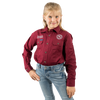 RINGERS WESTERN JACKAROO KIDS LONG SLEEVE FULL BUTTON EMBROIDERED WORKSHIRT - BURGUNDY WITH WHITE EMBROIDERY
