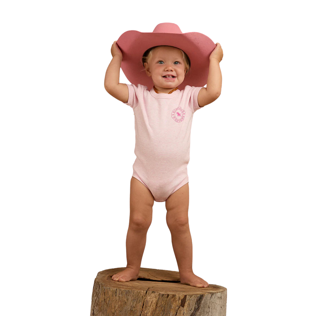 RINGERS WESTERN BABIES SHORT SLEEVE ROMPER - PASTEL PINK
