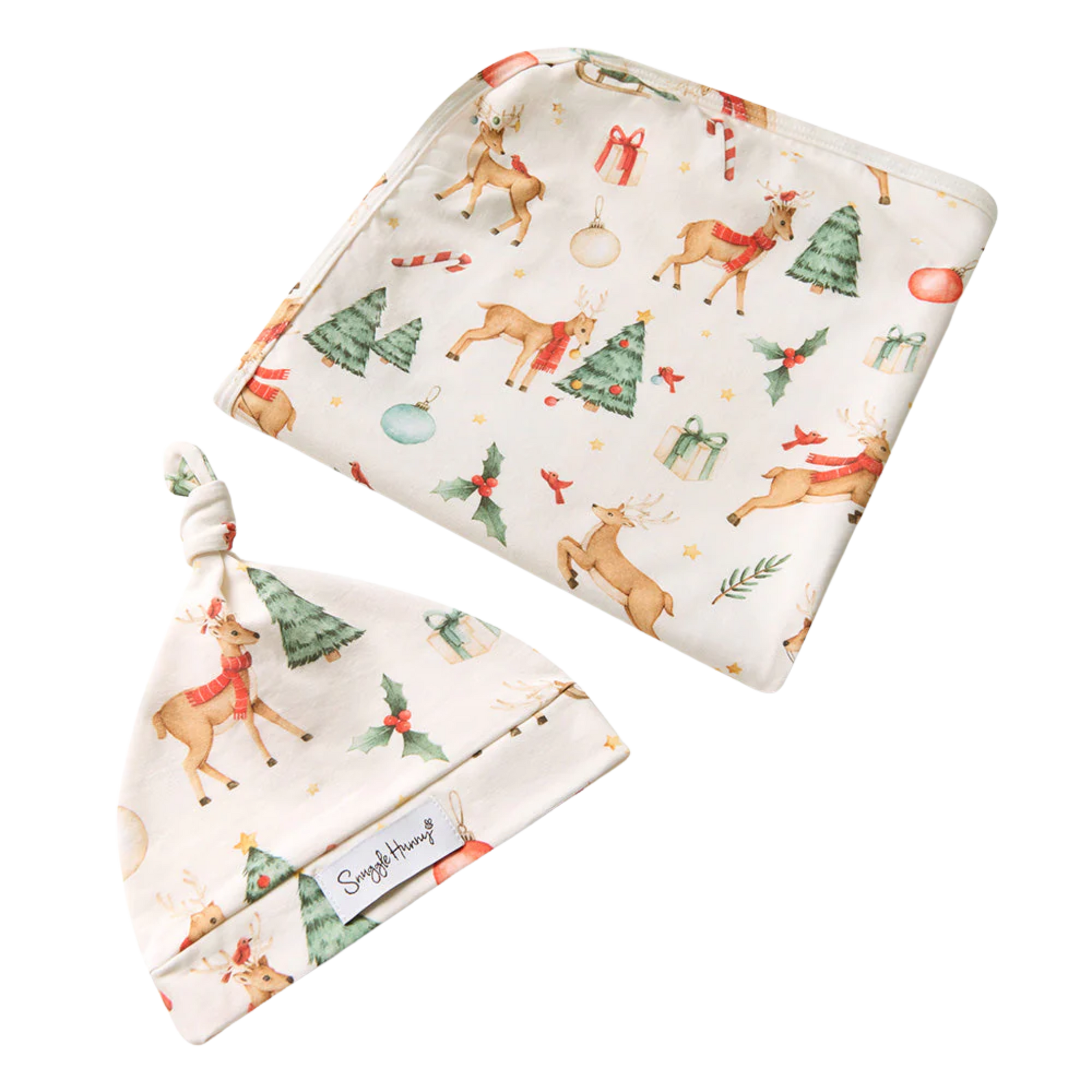 SNUGGLE HUNNY PRANCER & FRIENDS JERSEY WRAP & BEANIE SET