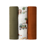 SNUGGLE HUNNY LARGE MUSLIN WRAPS 3 PACK - DIGGERS/OLIVE/BRONZE