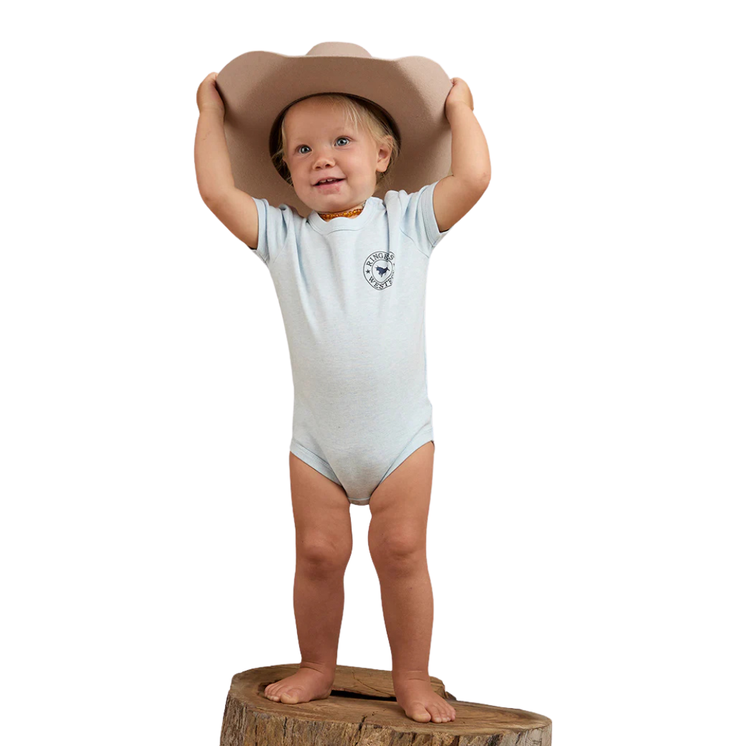 RINGERS WESTERN BABIES SHORT SLEEVE ROMPER - SKY BLUE
