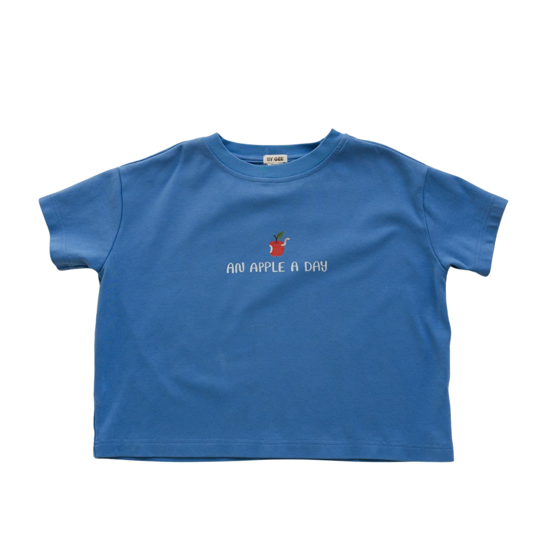BY GEE APPLE OVERSIZED BOXY TEE - BLUEBIRD