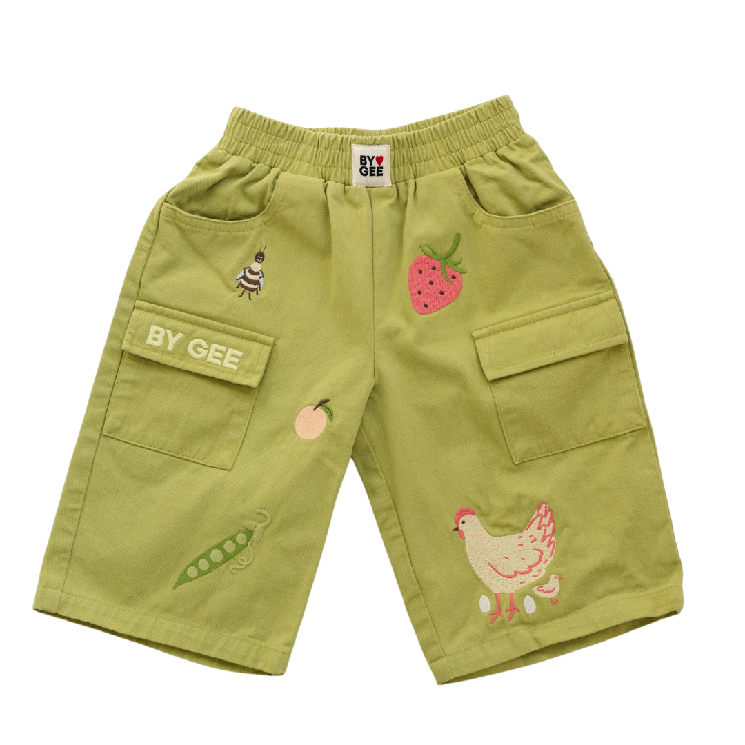 BY GEE CROPPED WIDE LEG CARGO PANT - APPLE