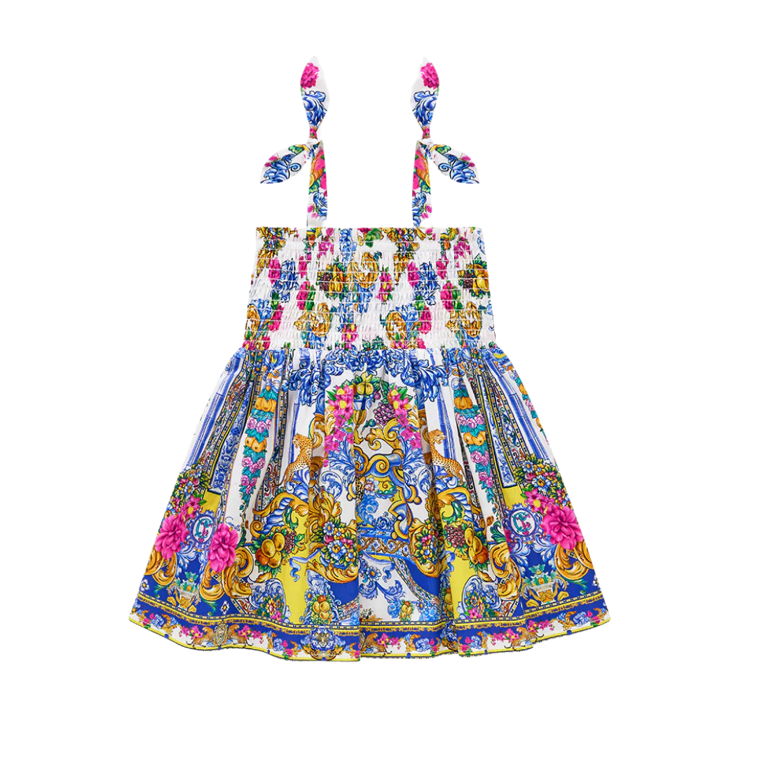 CAMILLA BABIES WIDE STRAP TIE SHOULDER SHIRRED DRESS - ESPANA NIRVANA ESPANIRV