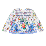 CAMILLA BABIES GATHERED COLLARLESS JACKET WITH SHIRRING - TILES DARLS