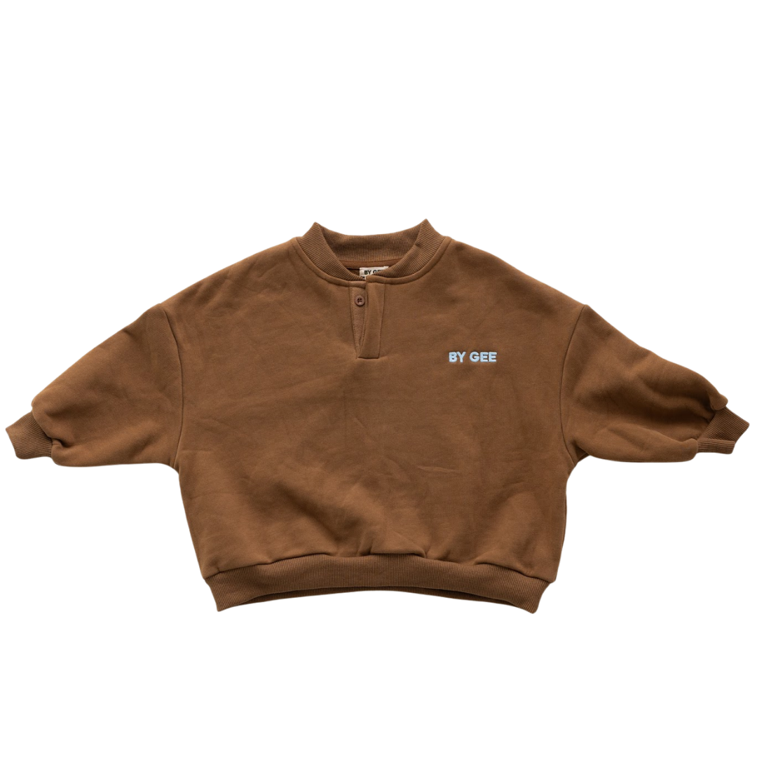BY GEE COTTON BOXY SWEATSHIRT - CHOCOLATE