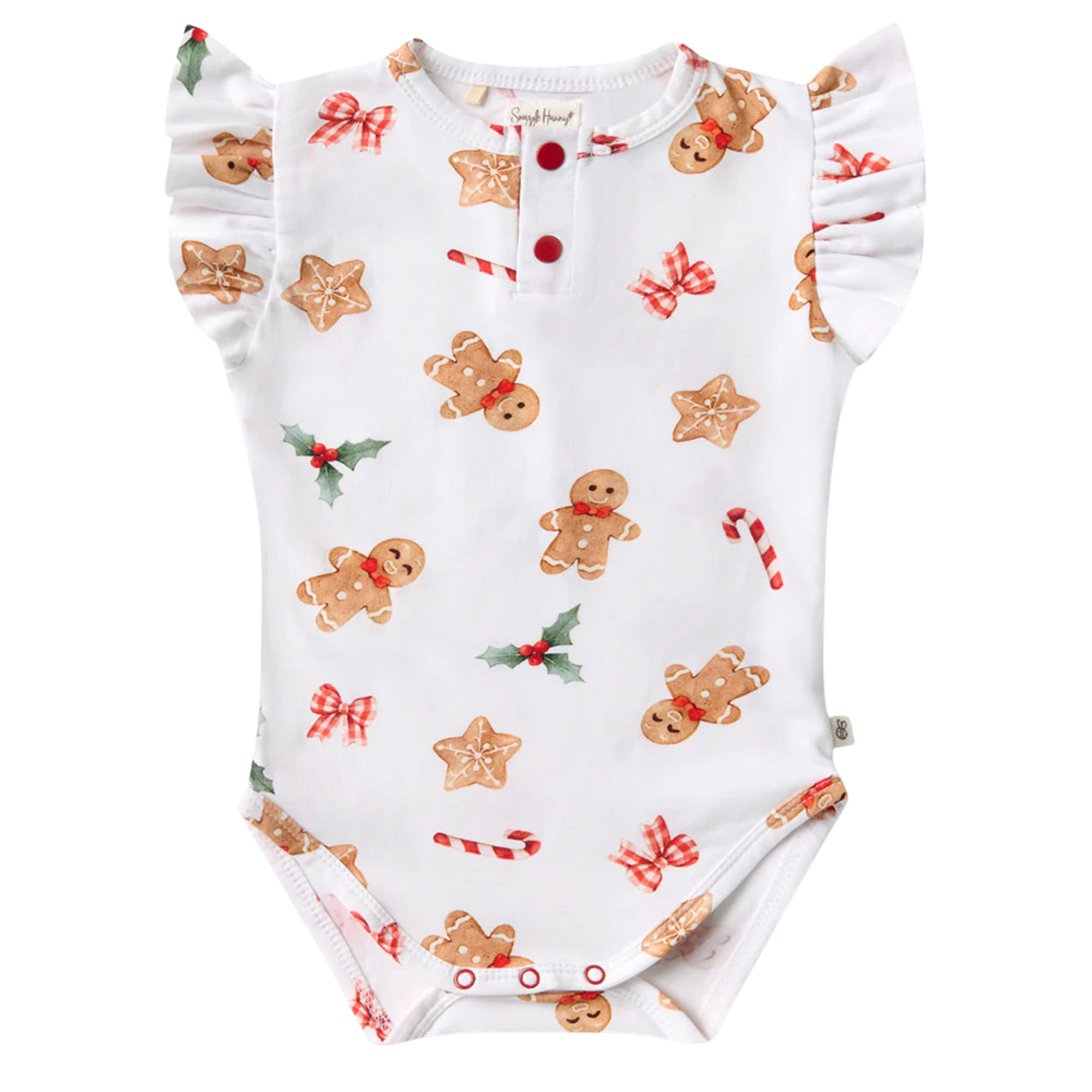 SNUGGLE HUNNY GINGERBREAD SHORT SLEEVE BODYSUIT WITH FRILL
