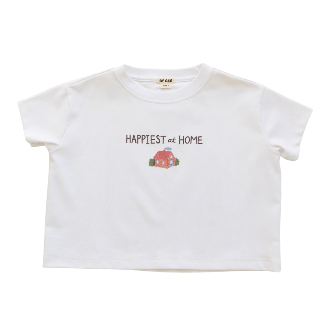 BY GEE HAPPY AT HOME OVERSIZED BOXY TEE - WHITE