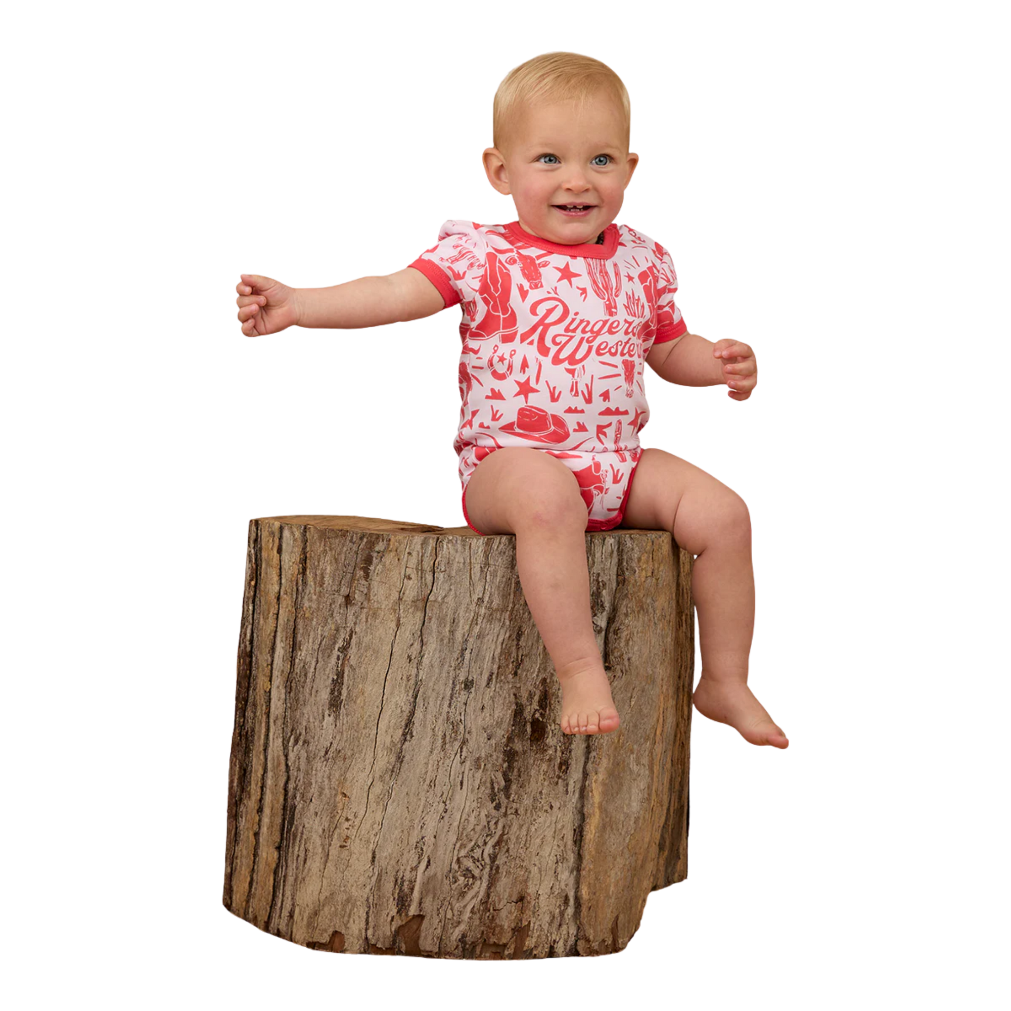 RINGERS BOOT SCOOTIN BABIES SHORT SLEEVE ROMPER - BARELY PINK