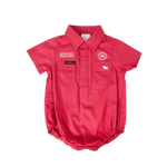 RINGERS WESTERN BABIES SHORT SLEEVE WORK SHIRT ROMPER - BERRY