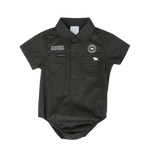 RINGERS WESTERN BABIES SHORT SLEEVE WORK SHIRT ROMPER - CHARCOAL