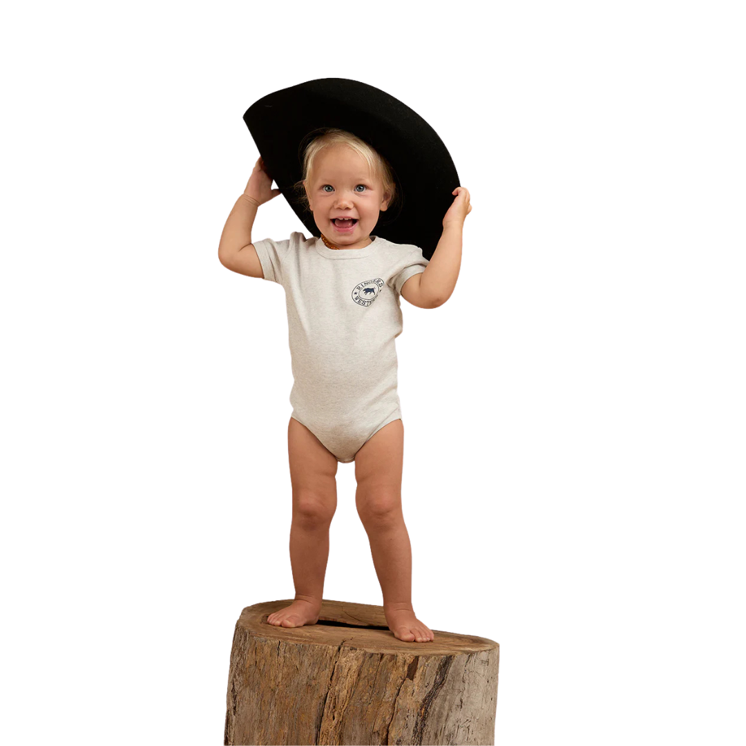 RINGERS WESTERN BABIES SHORT SLEEVE ROMPER - GREY MARLE